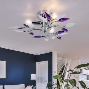Chrom Decken Blüten Design Lampe Leuchte Purple Beleuchtung Wohn Zimmer Diele