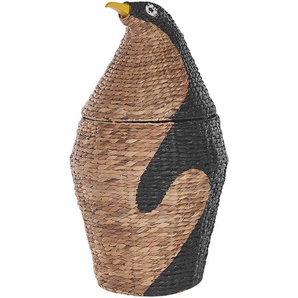 Aufbewahrungskorb Natur aus Wasserhyazinthe Pinguin Form 68 cm Spielzeugkorb für Kinderzimmer