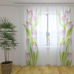 Gardinen & Vorhänge aus Chiffon transparent. Fotogardinen 3D Amazing Pink Tulips