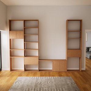 Aktenregal Eiche - Büroregal: Schubladen in Eiche & Türen in Eiche - Hochwertige Materialien - 375 x 272 x 34 cm, konfigurierbar