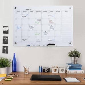 Vinsetto Whiteboard Whiteboard Kalender für Organisation Ferienpläne und Monatsplanungen inkl. 1 Stifthalter, 4 Marker & Radierer 90 x 60 cm