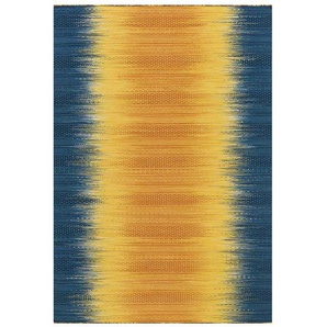 Gewebter Teppich in Blau und Gelb modern