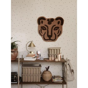 Getufteter Teppich, Wandteppich, „Leopardenkopf“, braun, aus Wolle, 60 x 57,2 x 3 cm, von Ferm Living