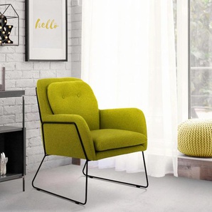 Sessel INOSIGN Flin Gr. Filzoptik, Füße schwarz, B/H/T: 69 cm x 86 cm x 75 cm, grün (hellgrün) Einzelsessel Sessel mit Knöpfen und Kissenoptik im Rücken