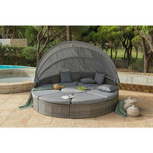 Ambia Garden Gartenmuschel , Braun, Grau , Metall, Kunststoff, Textil , 72-150 cm , große Liegefläche, verstellbares Dach, regenabweisend , Loungemöbel, Sonneninseln