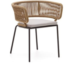 Kave Home - Nadin Stuhl aus beigem Seil und Beinen aus verzinktem Stahl