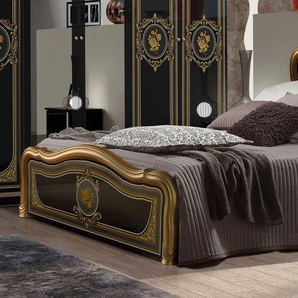 Bett INOSIGN ALICE Betten Gr. Liegefläche B/L: 180 cm x 200 cm Betthöhe: 25 cm, kein Härtegrad, ohne Matratze, schwarz (schwarz, gold) Bettgestell Doppelbetten Betten