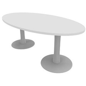 Quadrifoglio Konferenztisch Idea+ weiß oval, Säulenfuß alu, 200,0 x 110,0 x 74,0 cm