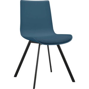 Esszimmerstuhl INOSIGN Ayden Stühle Gr. B/H/T: 46 cm x 85 cm x 52,5 cm, 2 St., Polyester, Metall, blau (petrol, schwarz) Esszimmerstühle festmontierte Sitzkissen, Gestell aus Metall, Sitzhöhe 48 cm