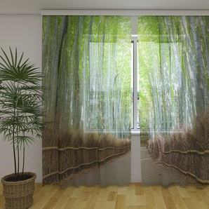 Gardinen & Vorhänge aus Chiffon transparent. Fotogardinen 3D Bamboo Forest in Kyoto