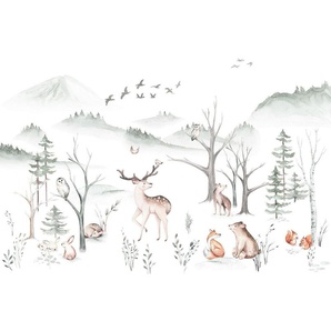 Komar Fototapete Cozy Woods, glatt, Comic, Retro, bedruckt, mehrfarbig, BxH: 400x280 cm