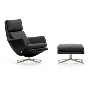 Vitra Sessel und Hocker Grand Relax und Ottoman schwarz, Designer Antonio Citterio, 106/39.5x69/61.5x81/61.5 cm