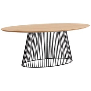 Kave Home - Leska Tisch 200 x 110 cm aus massivem Mangoholz und schwarzen Stahlbeinen
