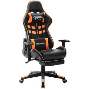 Gaming-Stuhl mit Fußstütze Schwarz und Orange Kunstleder 67x61x123-133 cm (BxTxH)