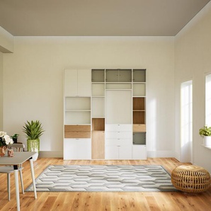Aktenschrank Weiß - Büroschrank: Schubladen in Eiche & Türen in Weiß - Hochwertige Materialien - 228 x 252 x 37 cm, Modular