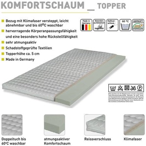 Komfortschaum-Topper-75 weiß 90 x 200cm