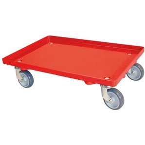 Transportroller Transportwagen mit 4 Lenkrollen und grauen Gummirädern, Tragkraft 250 kg, rot rot Zubehör für Waschmaschinen Transportwagen