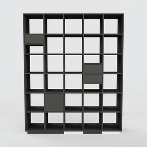 Regalsystem Graphitgrau - Regalsystem: Schubladen in Graphitgrau & Türen in Graphitgrau - Hochwertige Materialien - 195 x 238 x 47 cm, konfigurierbar