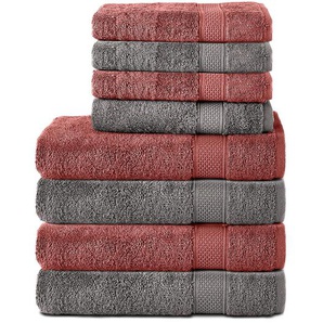Komfortec 8-tlg. Handtuch Set, 100% Baumwolle, 4 Badetücher 70x140 und 4 Handtücher 50x100 cm, Frottee