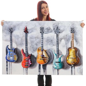 Ölgemälde Gitarren, 100% handgemaltes Wandbild 3D-Bild Gemälde XL, 120x80cm