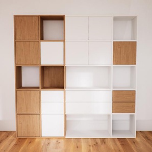 Schrankwand Weiß - Moderne Wohnwand: Schubladen in Weiß & Türen in Weiß - Hochwertige Materialien - 192 x 195 x 34 cm, Konfigurator