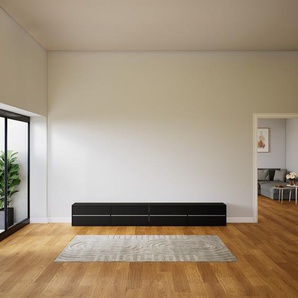 Lowboard Schwarz - Designer-TV-Board: Schubladen in Schwarz - Hochwertige Materialien - 300 x 41 x 34 cm, Komplett anpassbar