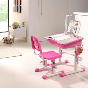 Kinderschreibtisch VIPACK Comfortline Tische Gr. B/H/T: 70,5 cm x 76 cm x 54,5 cm, rosa (weiß, rosa) Kinder Kinderschreibtisch Kindertisch Kinderschreibtische Tisch Schülerschreibtisch, ergenomisch höhenverstellbar, mit Stauraumfach