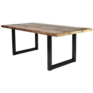 Tisch buntes Altholz TISCHE-14 180x100x77cm Platte bunt lackiert, Gestell antikschwarz Platte Altholz, Gestell Stahl