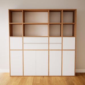 Aktenschrank Weiß - Büroschrank: Schubladen in Weiß & Türen in Weiß - Hochwertige Materialien - 192 x 195 x 34 cm, Modular