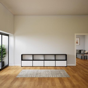Lowboard Weiß - Designer-TV-Board: Türen in Weiß - Hochwertige Materialien - 300 x 81 x 34 cm, Komplett anpassbar