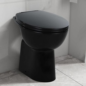 Hohe Spülrandlose Toilette Soft-Close 7cm Höher Keramik Schwarz