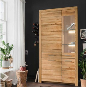 XL Wohnzimmervitrine aus Wildeiche Massivholz 4 Türen mit Soft Close