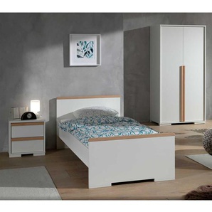 Jugendzimmermöbel Set in Weiß und Buche modern (dreiteilig)