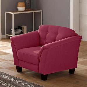 Sessel HOME AFFAIRE Lillesand Struktur fein, B/H/T: 104 cm x 89 cm x 90 cm, rot Polstersessel Sessel mit Federkern, Knopfheftung im Rücken, Füße Buche