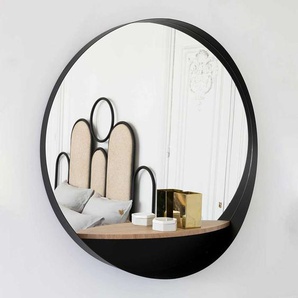 Garderoben Spiegel in Schwarz und Eiche Optik rund
