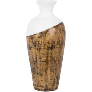 Dekovase Braun mit Weiß 20 x 44 cm Keramik Kegelförmig Elegant Modern