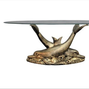 Ovaler Wohnzimmertisch Couchtisch Delfintisch Delphin Glastisch Figurentisch