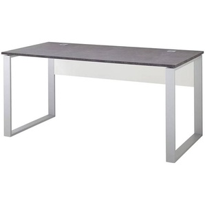 Schreibtisch MERIDA-01, Weiß / Basalto-Dunkel, BxHxT ca. 160x75x80cm