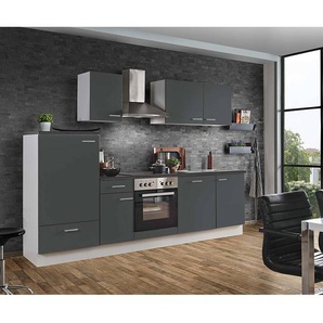 Küche White Graphit 280cm LIVERPOOL-87 inklusive E-Geräte & Geschirrspüler