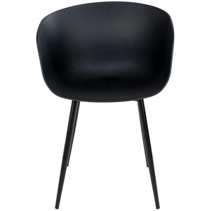 Kunststoff Stühle in Schwarz Gestell aus Metall (2er Set)