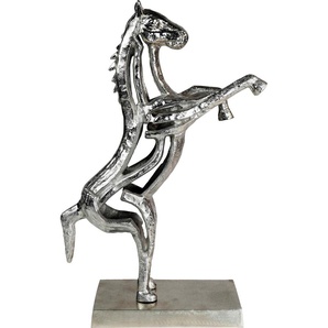 Dekofigur ARTRA Pferd auf Empore Dekofiguren silberfarben Figuren Skulpturen Dekofiguren