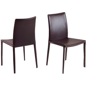 2x Pkline Esszimmerstuhl ANDY Stuhlgruppe Sitzgruppe Stühle Leder braun