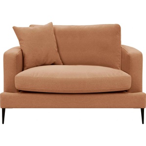 Sessel LEONIQUE Cozy Gr. Strukturstoff, B/H/T: 91 cm x 80 cm x 97 cm, orange (terra) XXL Sessel Einzelsessel mit Metallbeinen und Zierkissen