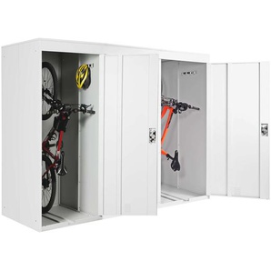3er-Fahrradgarage HWC-H66, Fahrradbox Gerätehaus Fahrradunterstand, abschließbar Metall ~ hellgrau