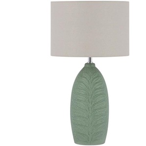 Tischlampe Grün Keramik 59 cm mit Blättermotiv langes Kabel mit Schalter Wohnzimmer Glamour