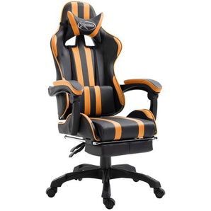 Gaming-Stuhl mit Fußstütze Orange Kunstleder