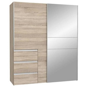 Mid.you Schwebetürenschrank , Sonoma Eiche , Metall , 3 Fächer , 170x200x61 cm , Schlafzimmer, Kleiderschränke, Schwebetürenschränke