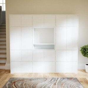 Aktenschrank Weiß - Büroschrank: Schubladen in Weiß & Türen in Weiß - Hochwertige Materialien - 226 x 196 x 47 cm, Modular