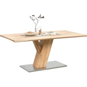 Livetastic Esstisch , Buche , Holz, Metall , Kernbuche , massiv , rechteckig , eckig, Säule , 90x76 cm , Esszimmer, Tische, Esstische