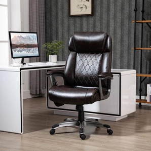 Vinsetto Massage-Bürostuhl 6-Punkt-Massage-Drehstuhl ergonomischer Stuhl Einstellbare aus Kunstleder mit gewölbter Kopfstütze und Armlehne Braun 70 x 76,5 x 114-124 cm